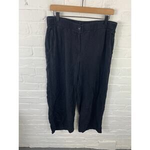 Eileen Fisher Women's Tencel Straight Leg Pants Elastic Waist Black Size Medium
